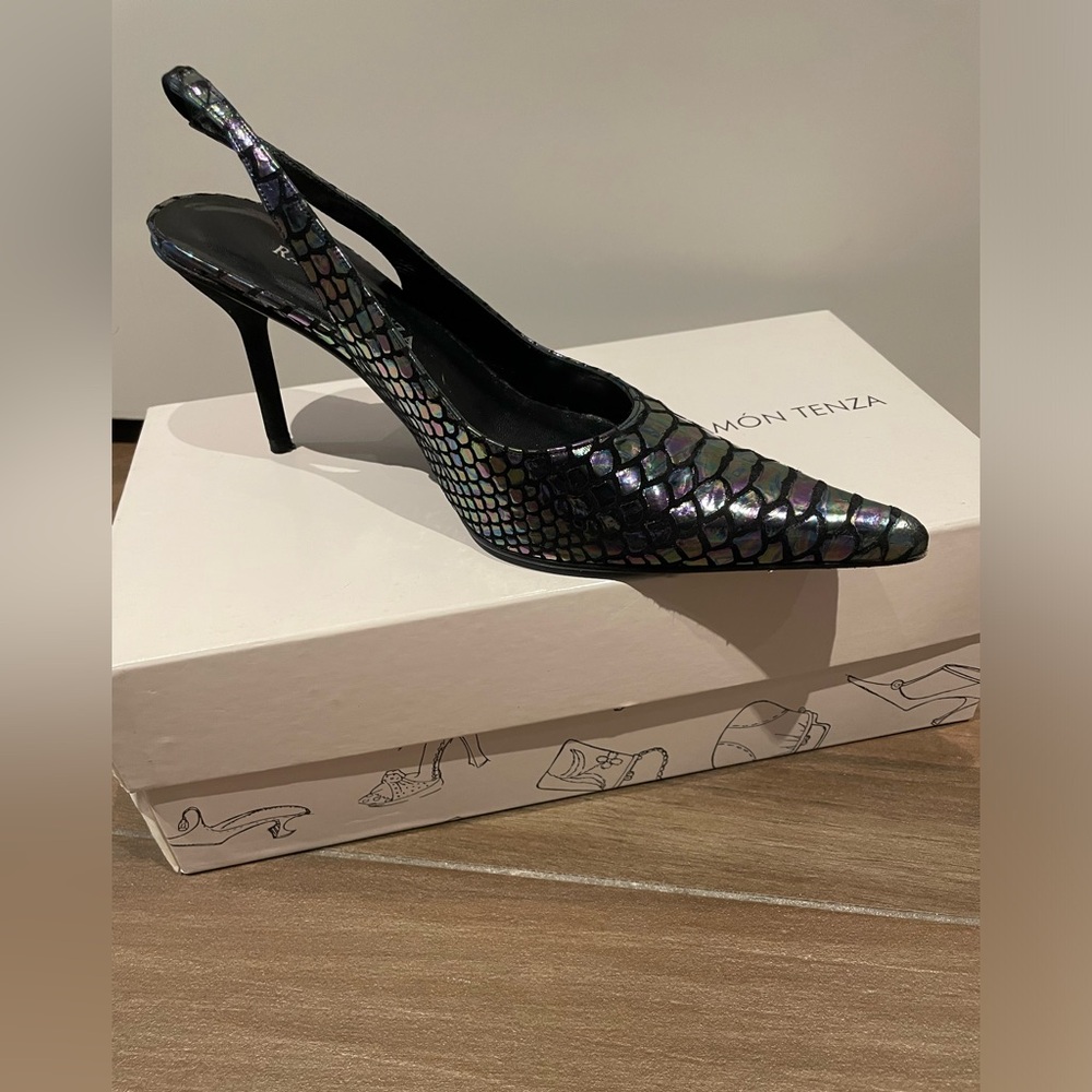 Ramon Tenza Iridescent Slingback Heels